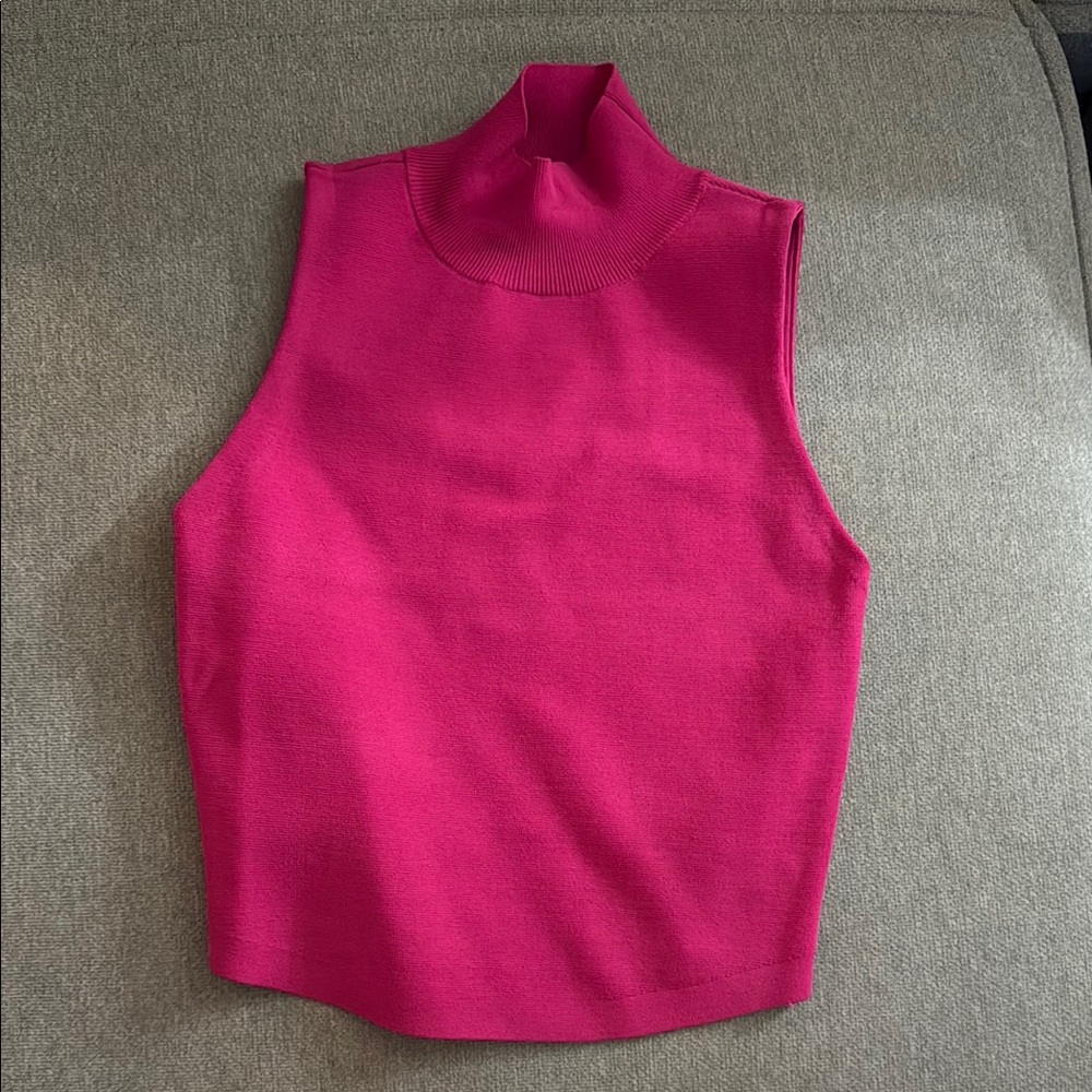 Sleeveless Pink Turtleneck Top